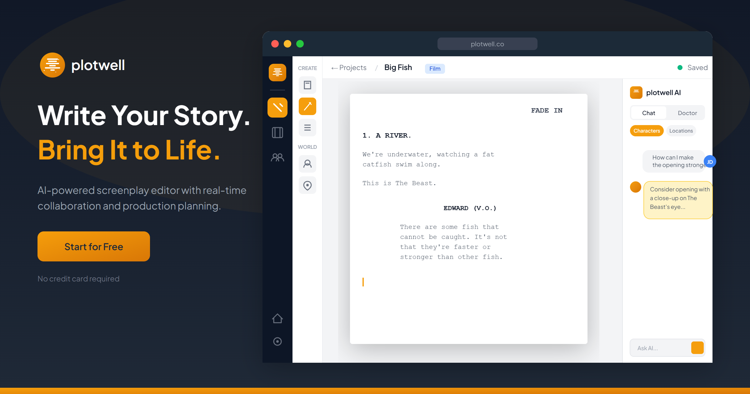 plotwell editor — Open Source Screenplay Editor